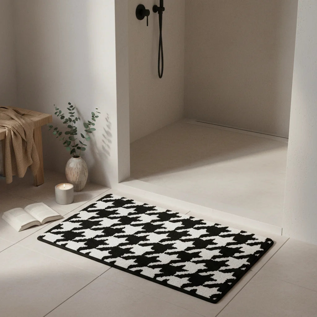 Tapis Salle de Bain Blanc et Noir