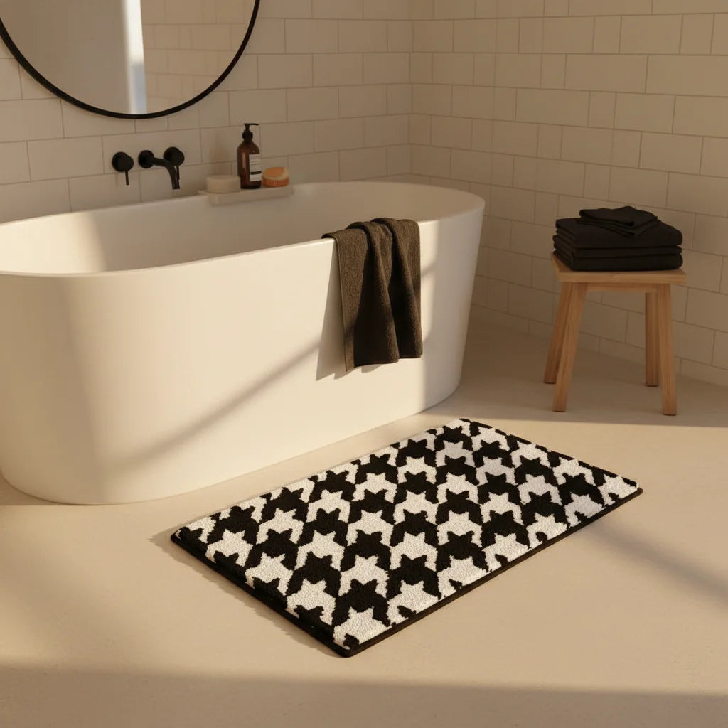 Tapis Salle de Bain Blanc et Noir