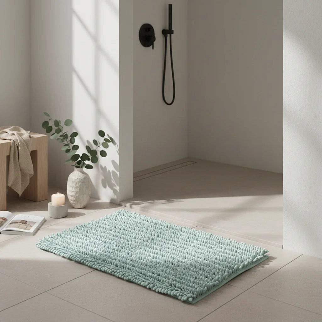 Tapis Salle de Bain Chenille Bleu Turquoise Grande Taille