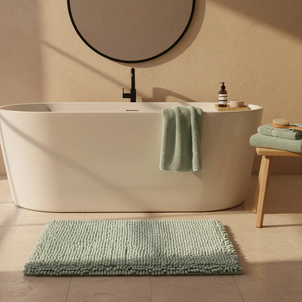 Tapis Salle de Bain Chenille Bleu Turquoise Grande Taille