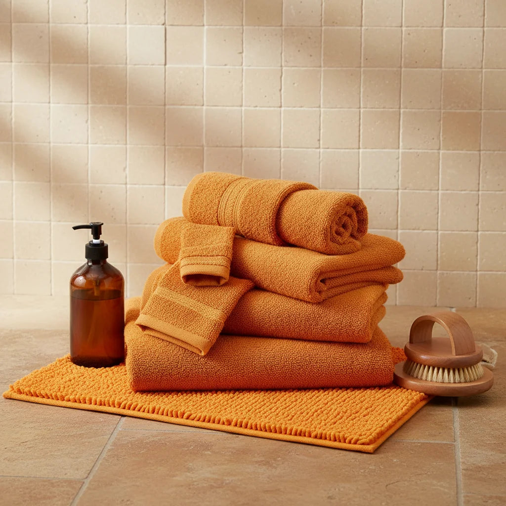 Tapis Salle de Bain Chenille Orange