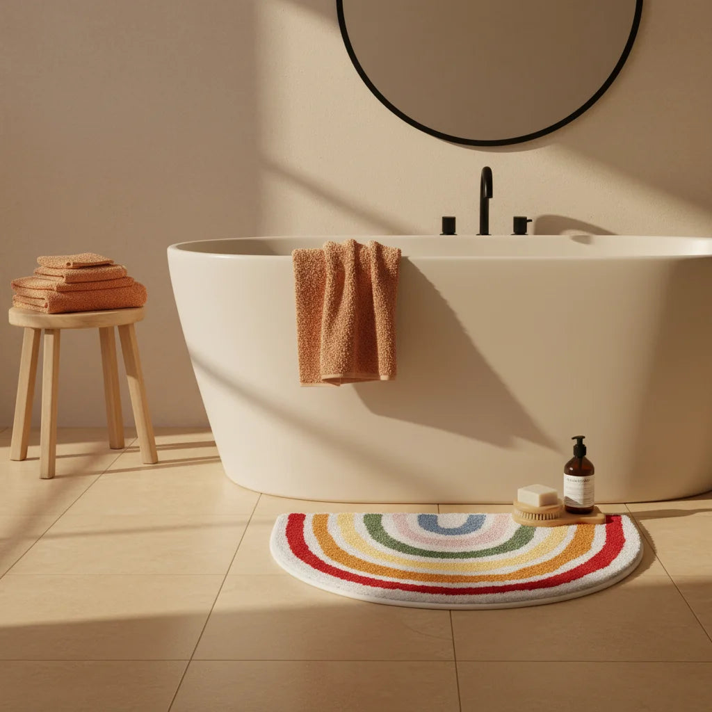 Tapis Salle de Bain Demi Cercle