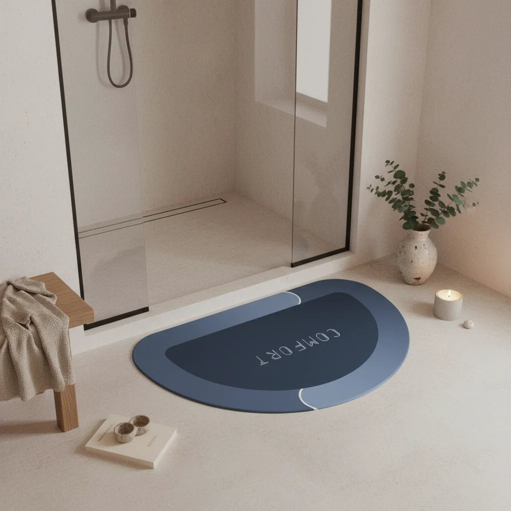 Tapis Salle de Bain Demi Lune Bleu Dégradé