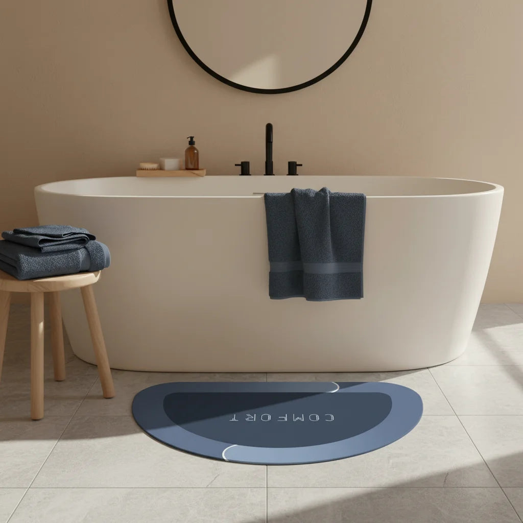 Tapis Salle de Bain Demi Lune Bleu Dégradé