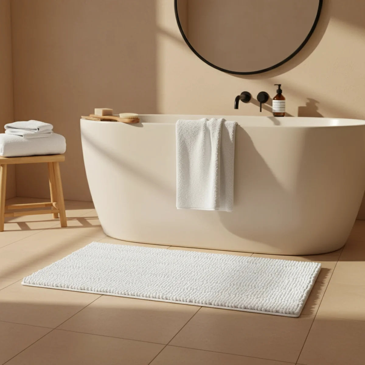 Tapis Salle de Bain Doux Blanc Neige