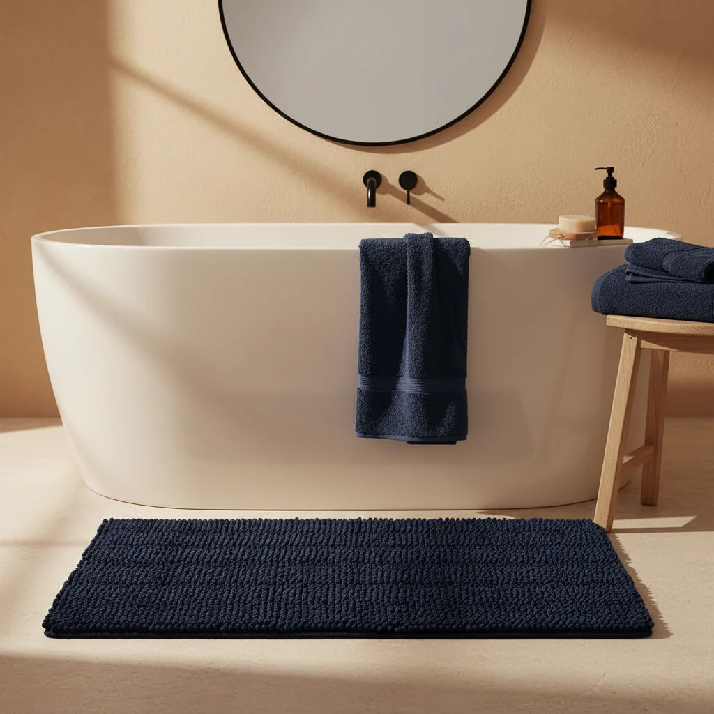 Tapis Salle de Bain Doux Bleu Nuit