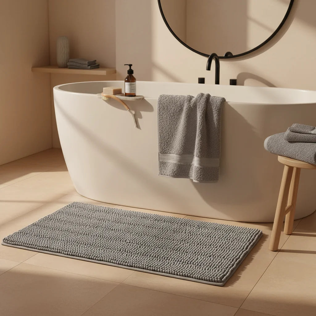 Tapis Salle de Bain Doux Gris Ardoise