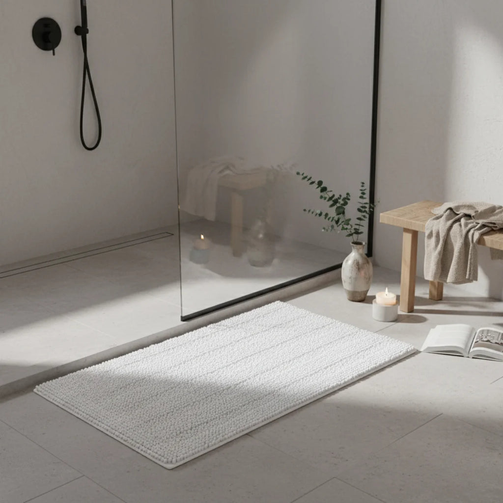 Tapis Salle de Bain Doux Blanc Neige