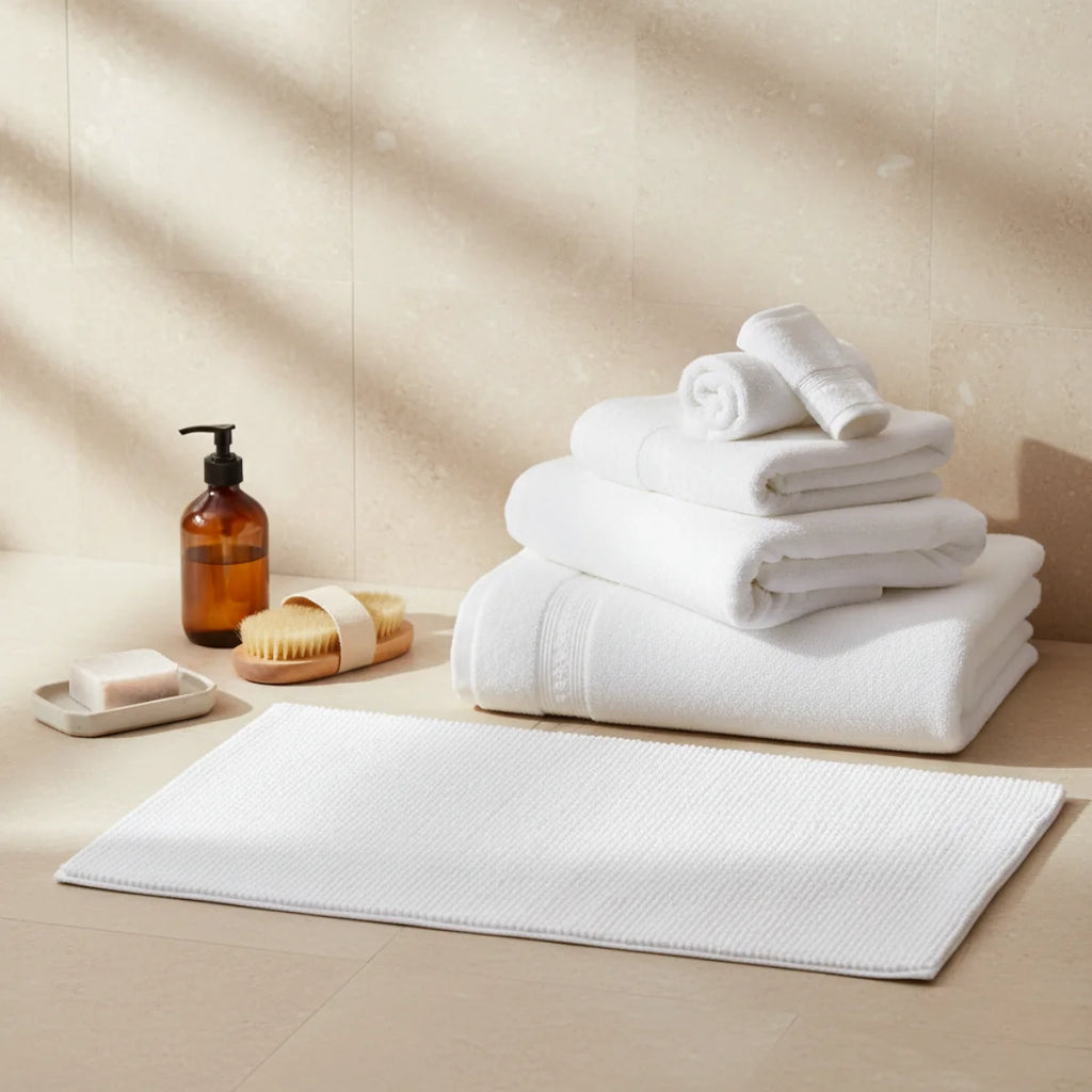 Tapis Salle de Bain Doux Fin Blanc Neige