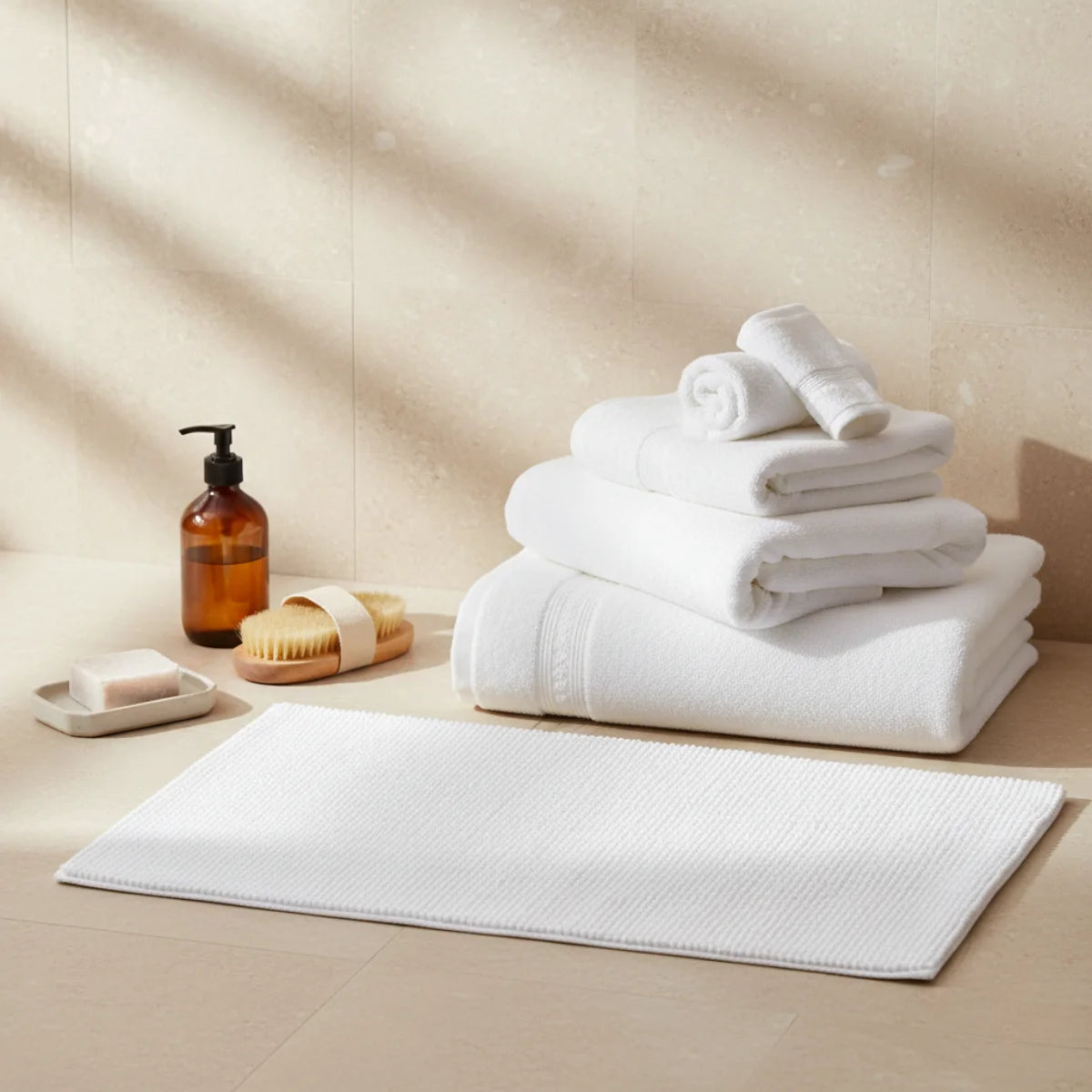 Tapis Salle de Bain Doux Fin Blanc Neige