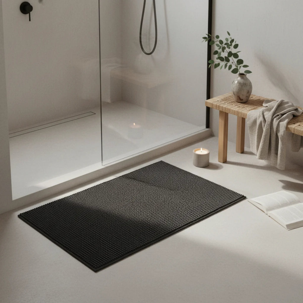 Tapis Salle de Bain Doux Fin Gris Anthracite