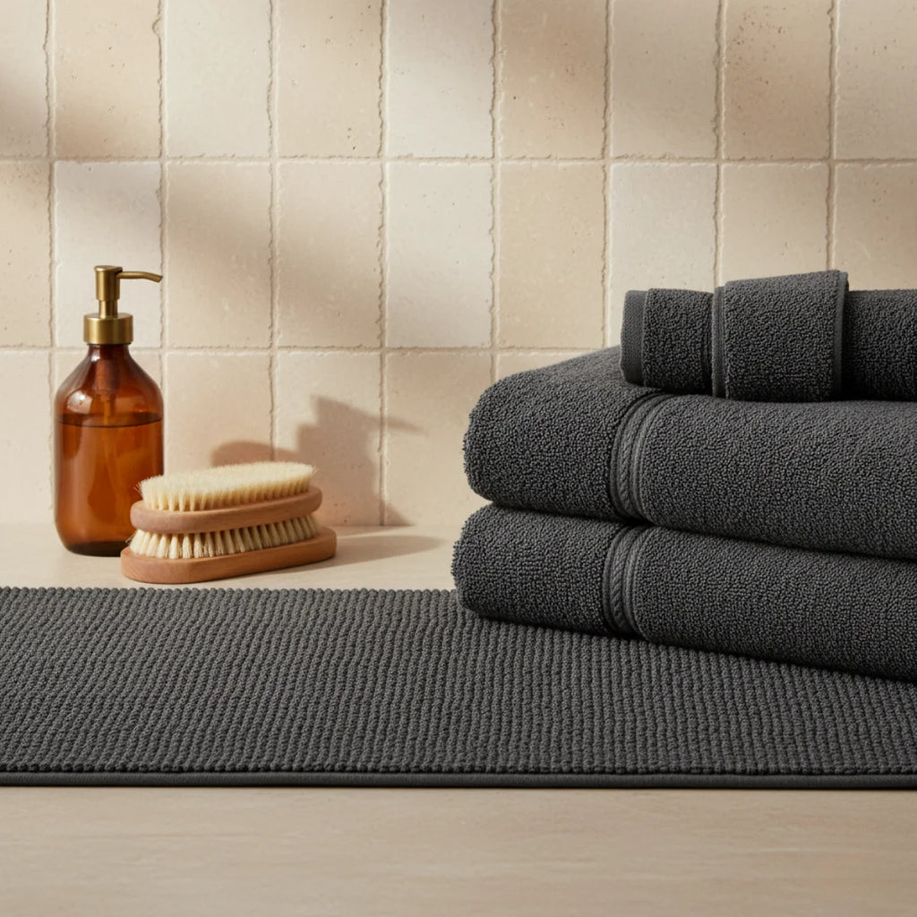 Tapis Salle de Bain Doux Fin Gris Anthracite