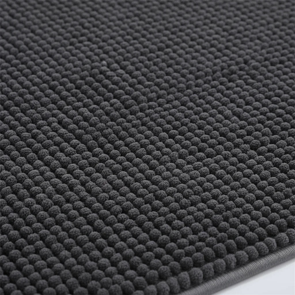 Tapis Salle de Bain Doux Fin Gris Anthracite