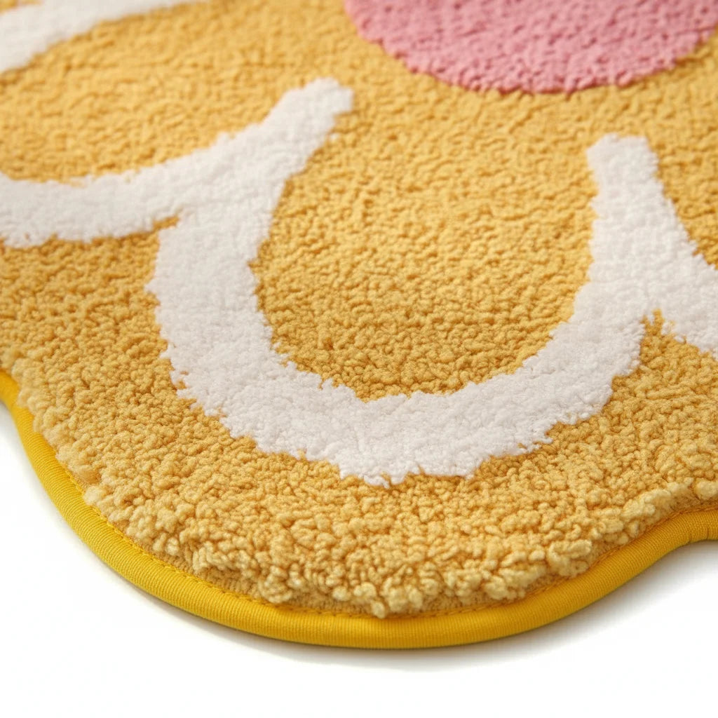 Tapis Salle de Bain en Forme de Fleur Jaune Soleil