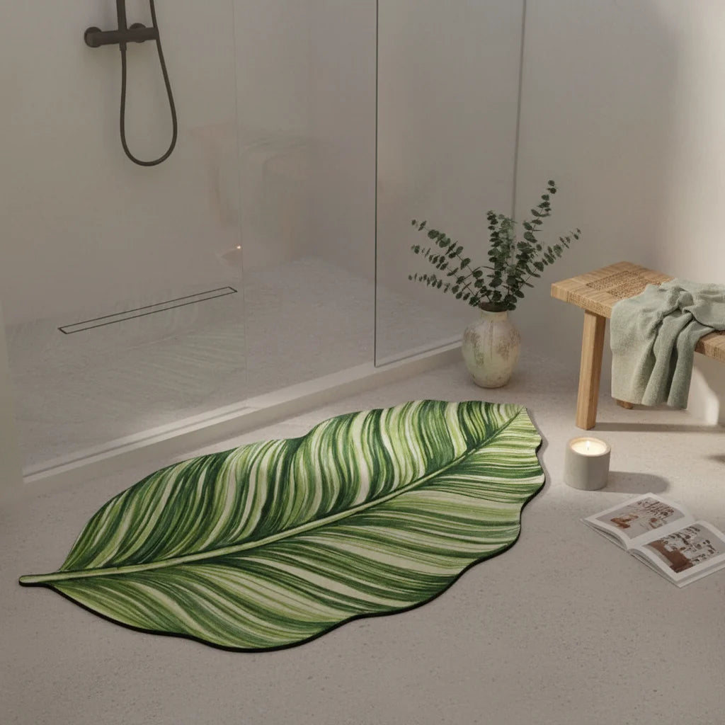 Tapis Salle de Bain Forme Feuille