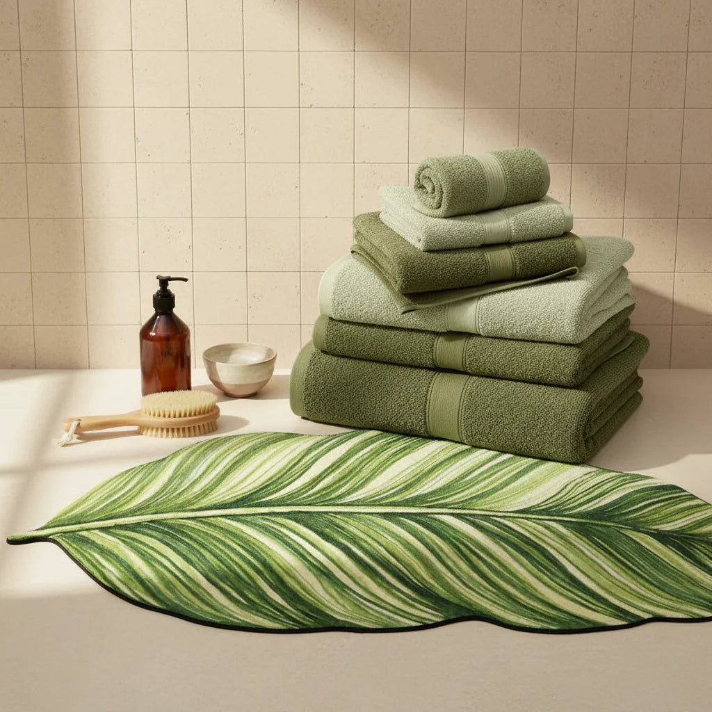 Tapis Salle de Bain Forme Feuille