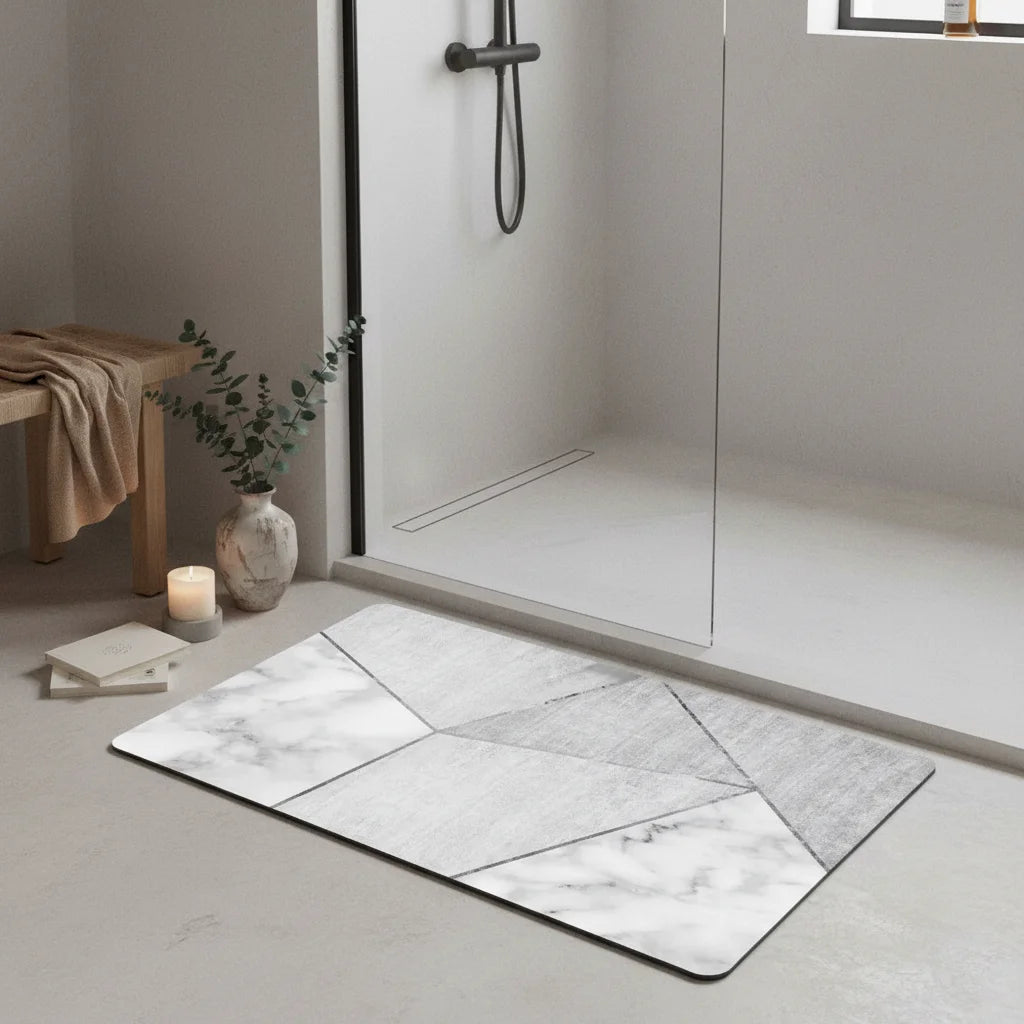 Tapis Salle de Bain Gris et Blanc 60x90cm