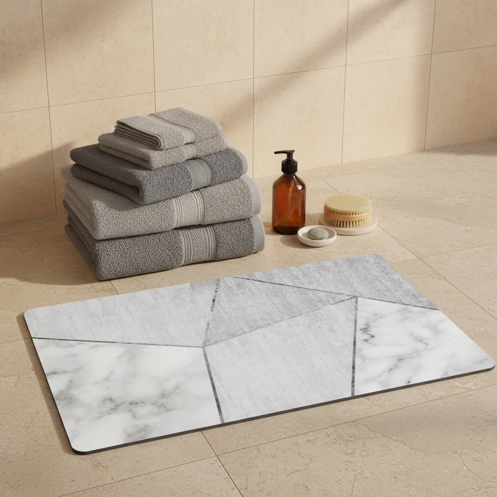Tapis Salle de Bain Gris et Blanc 60x90cm