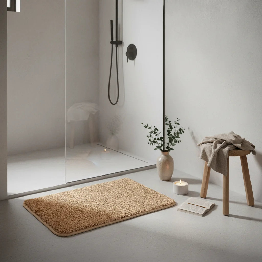 Tapis Salle de Bain Microfibre Beige Lin