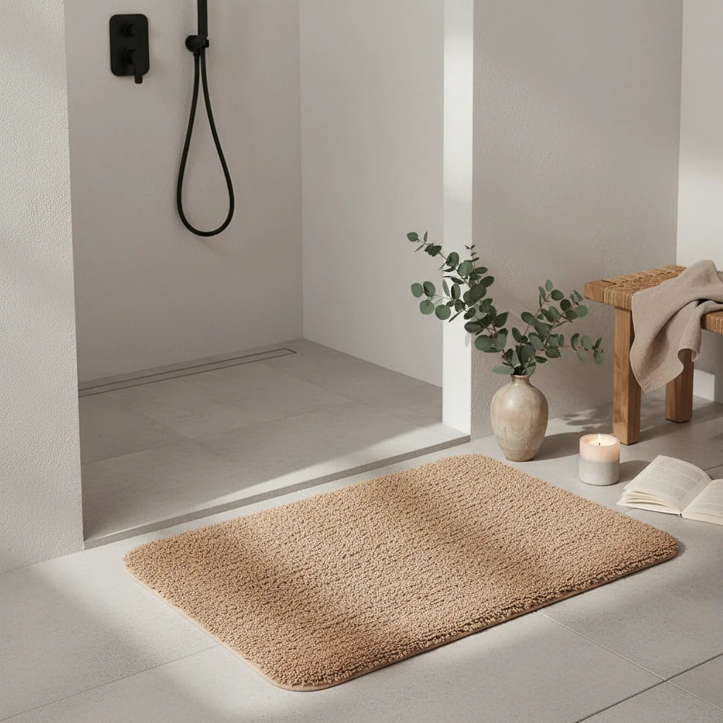 Tapis Salle de Bain Moelleux Taupe Clair