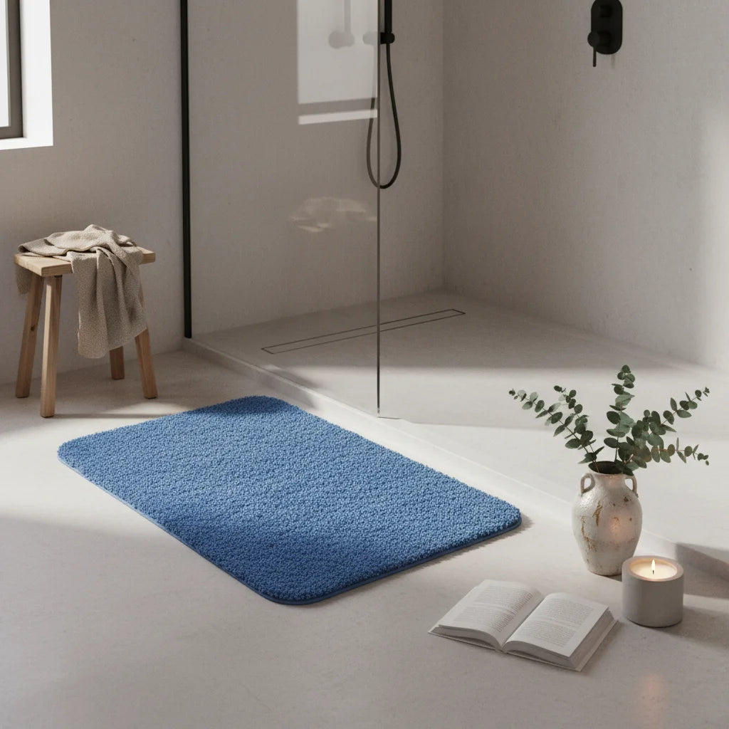 Tapis Salle de Bain Moelleux Bleu Paon