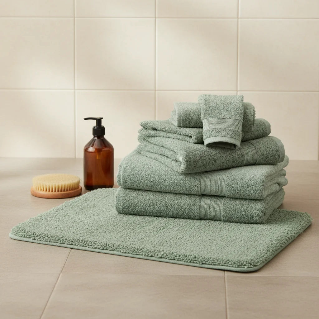 Tapis Salle de Bain Moelleux Vert Sauge