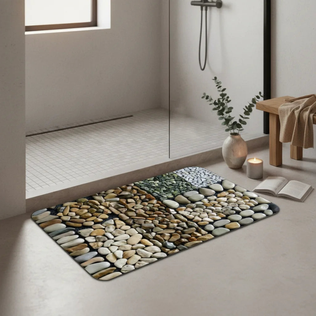 Tapis Salle de Bain Motif Galets 160x230cm