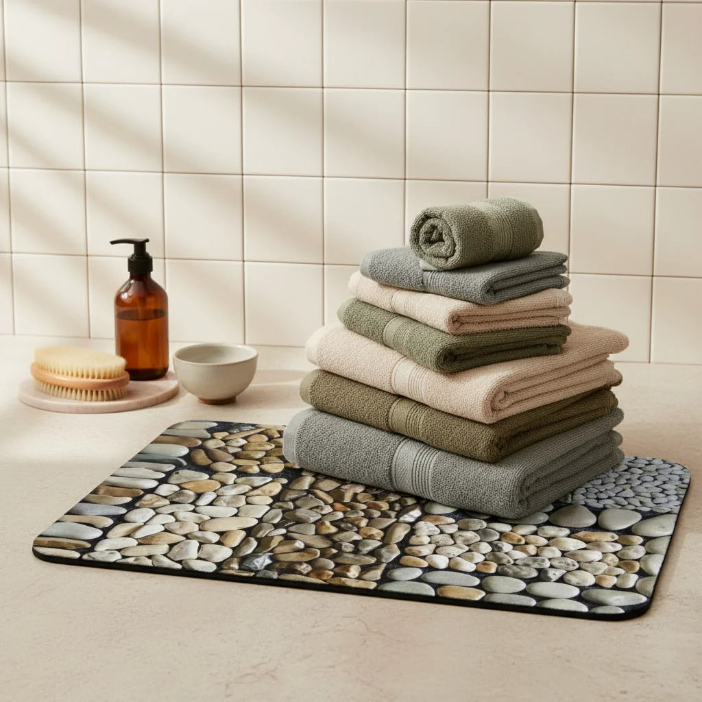 Tapis Salle de Bain Motif Galets 160x230cm