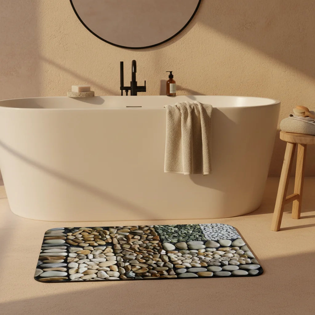 Tapis Salle de Bain Motif Galets 160x230cm