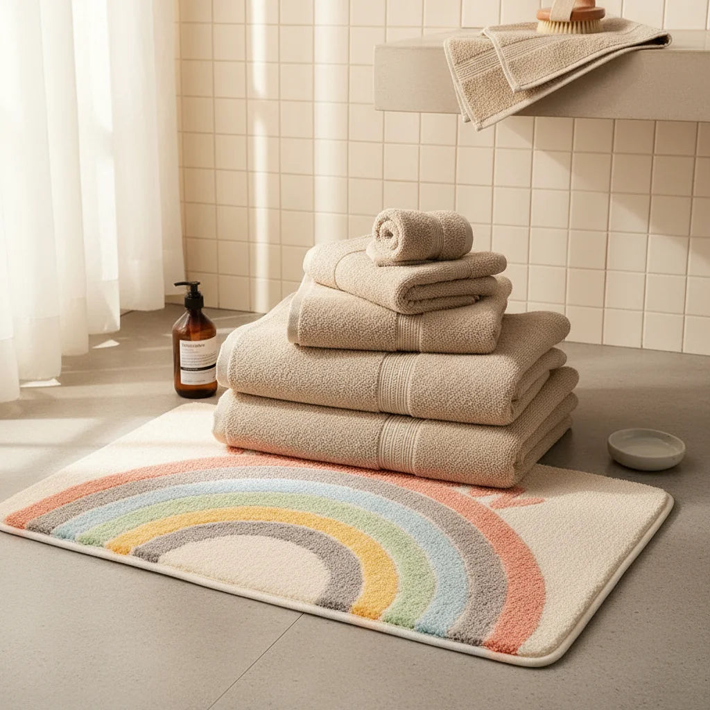 Tapis Salle de Bain Original Arc en Ciel Coloré "Rainbow"