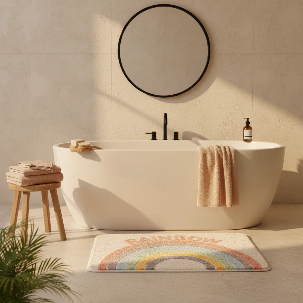 Tapis Salle de Bain Original Arc en Ciel Coloré "Rainbow"