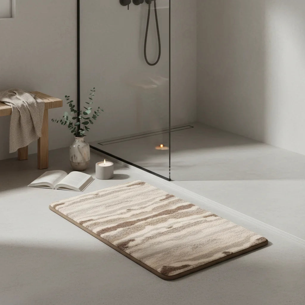 Tapis Sol Salle de Bain Bois Naturel