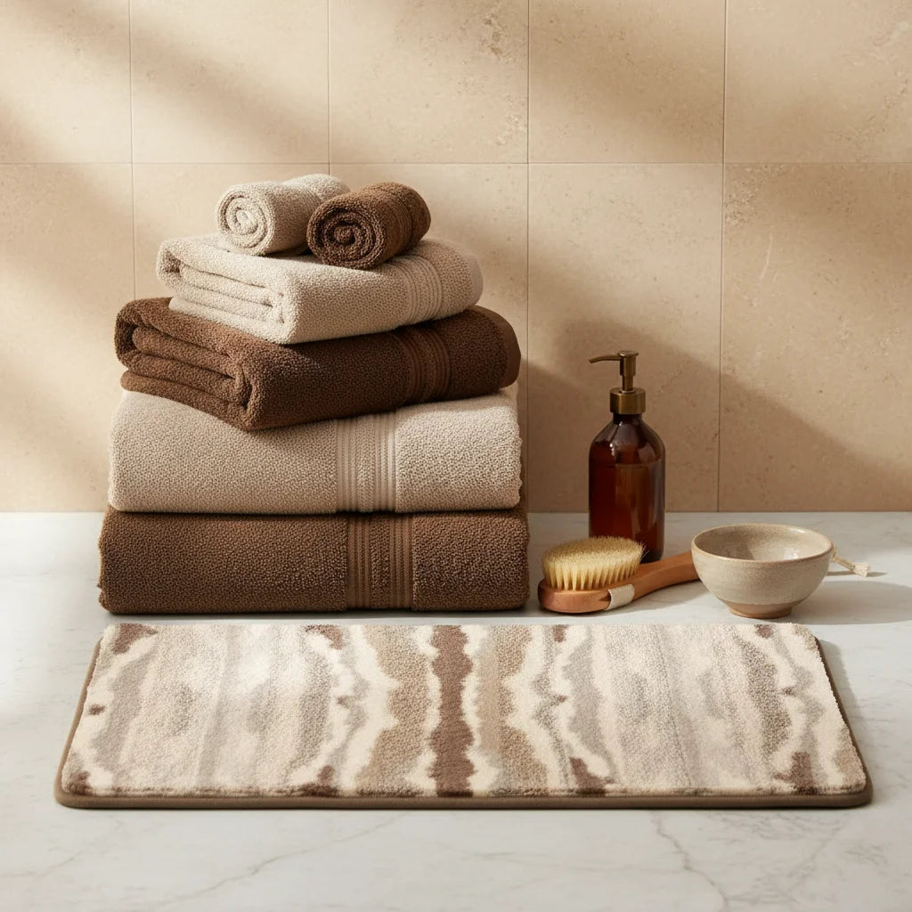 Tapis Sol Salle de Bain Bois Naturel