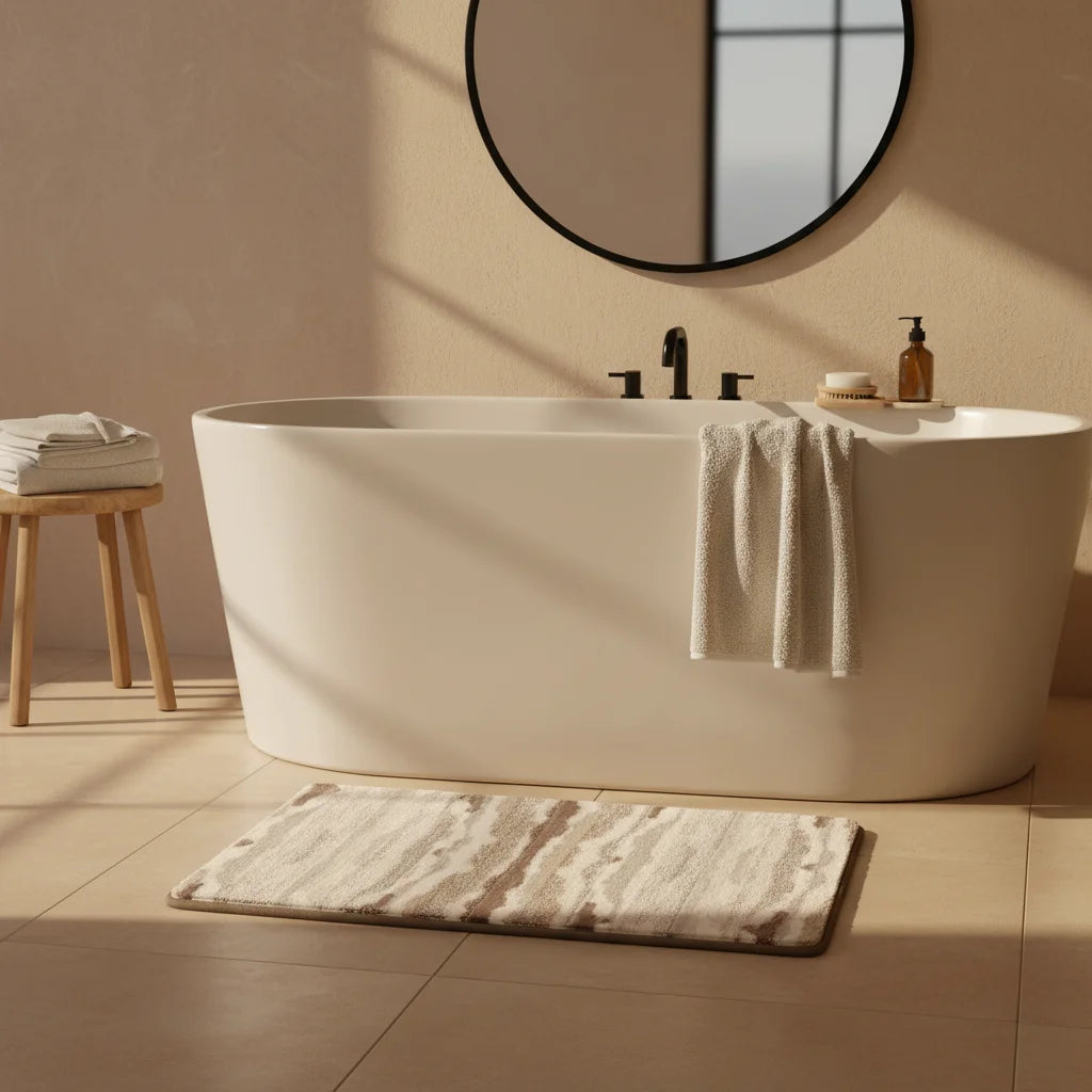 Tapis Sol Salle de Bain Bois Naturel