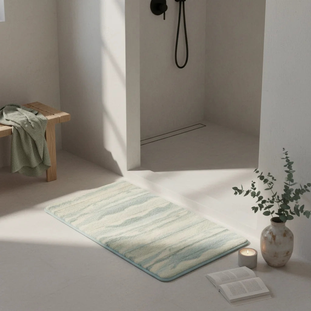 Tapis Sol Salle de Bain Bois Céruléen