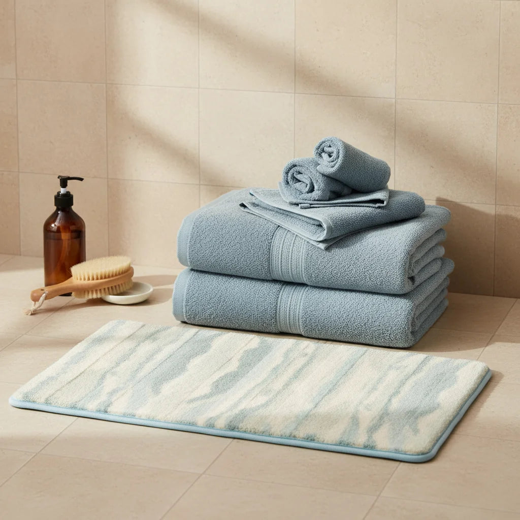 Tapis Sol Salle de Bain Bois Céruléen