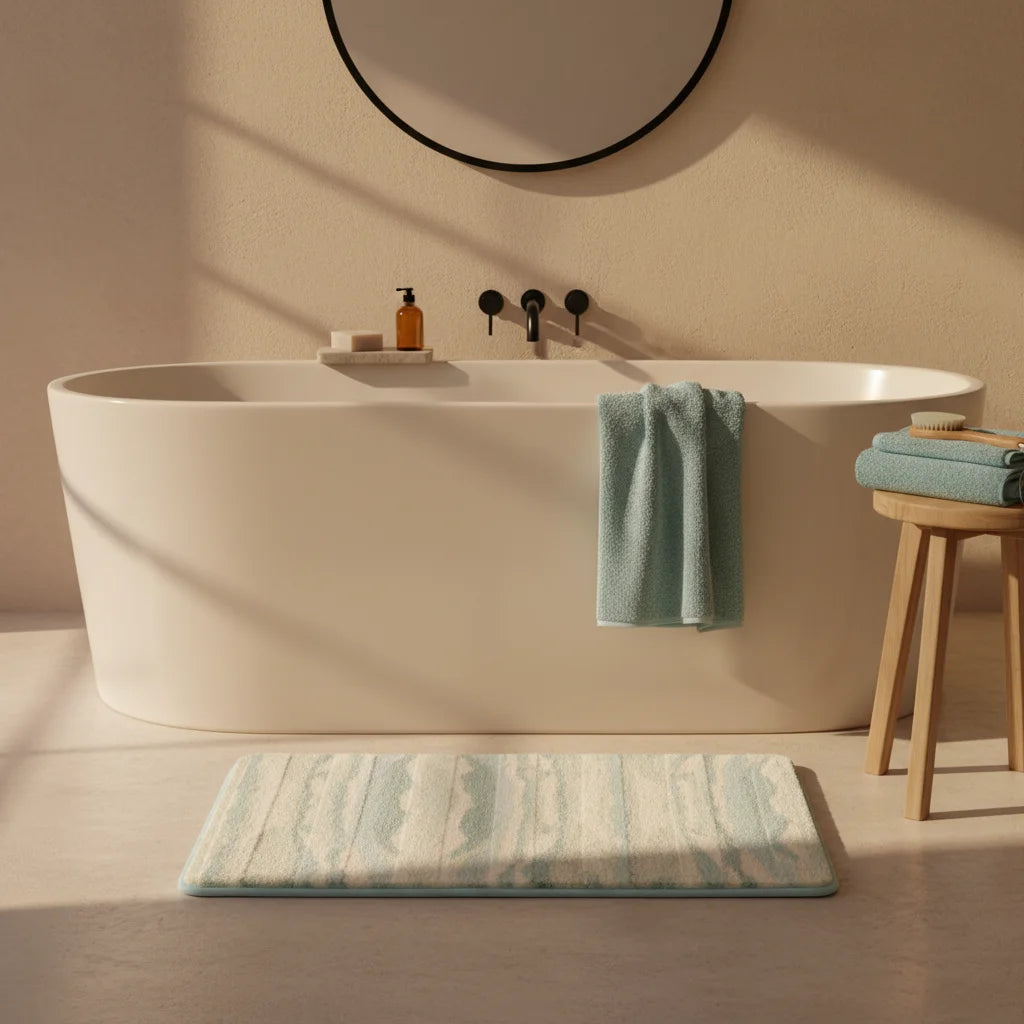 Tapis Sol Salle de Bain Bois Céruléen