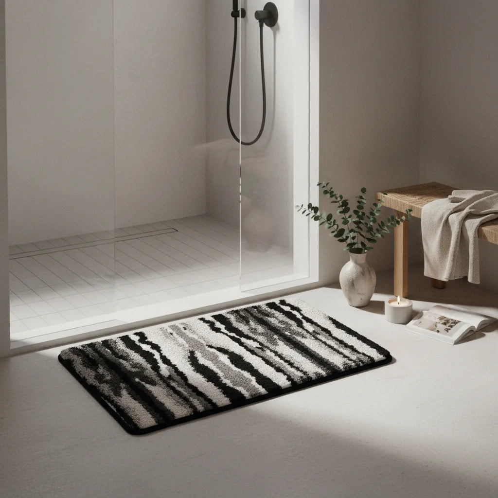 Tapis Sol Salle de Bain Bois Graphite