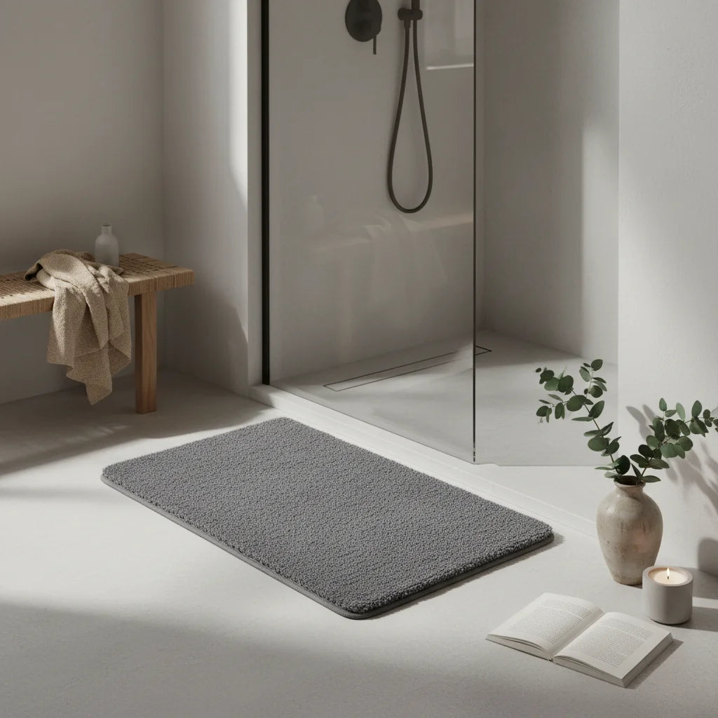 Tapis Sortie de Bain Antidérapant Gris Perle