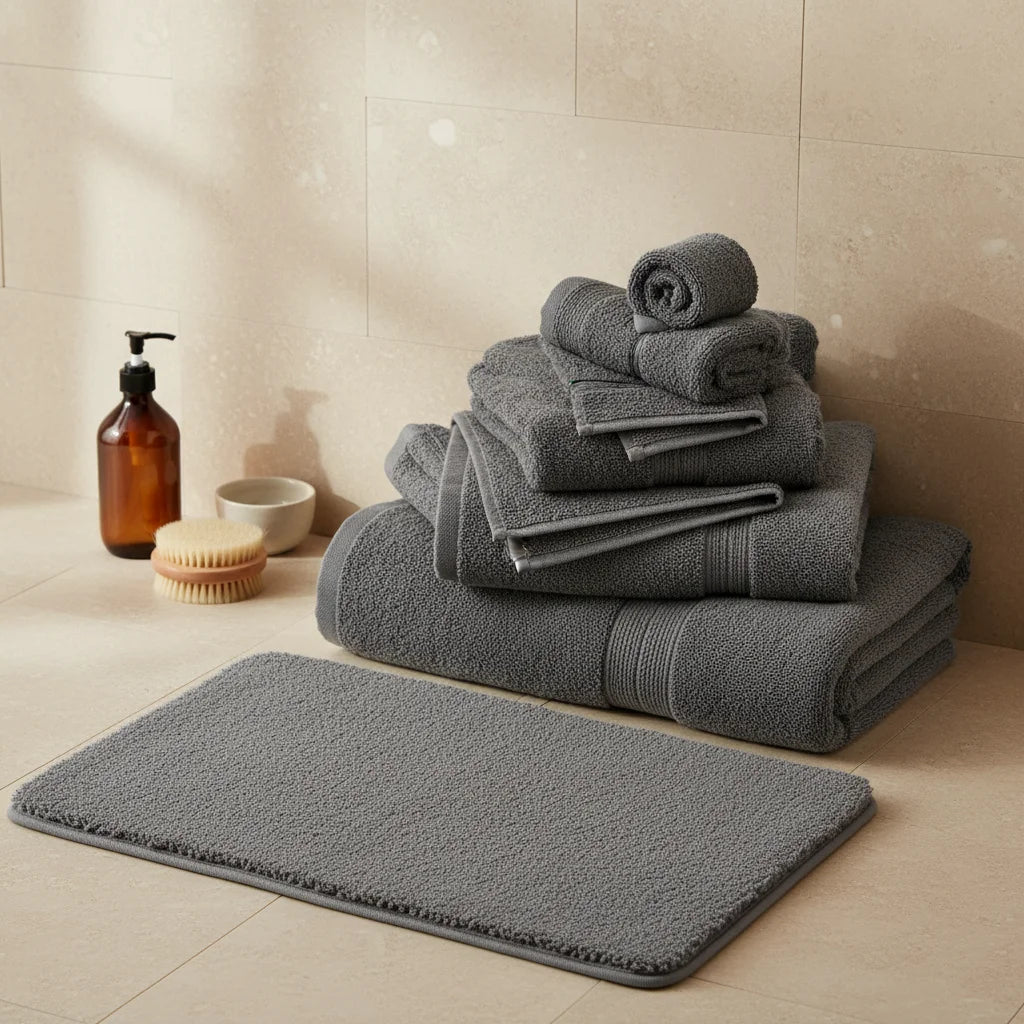 Tapis Sortie de Bain Antidérapant Gris Perle