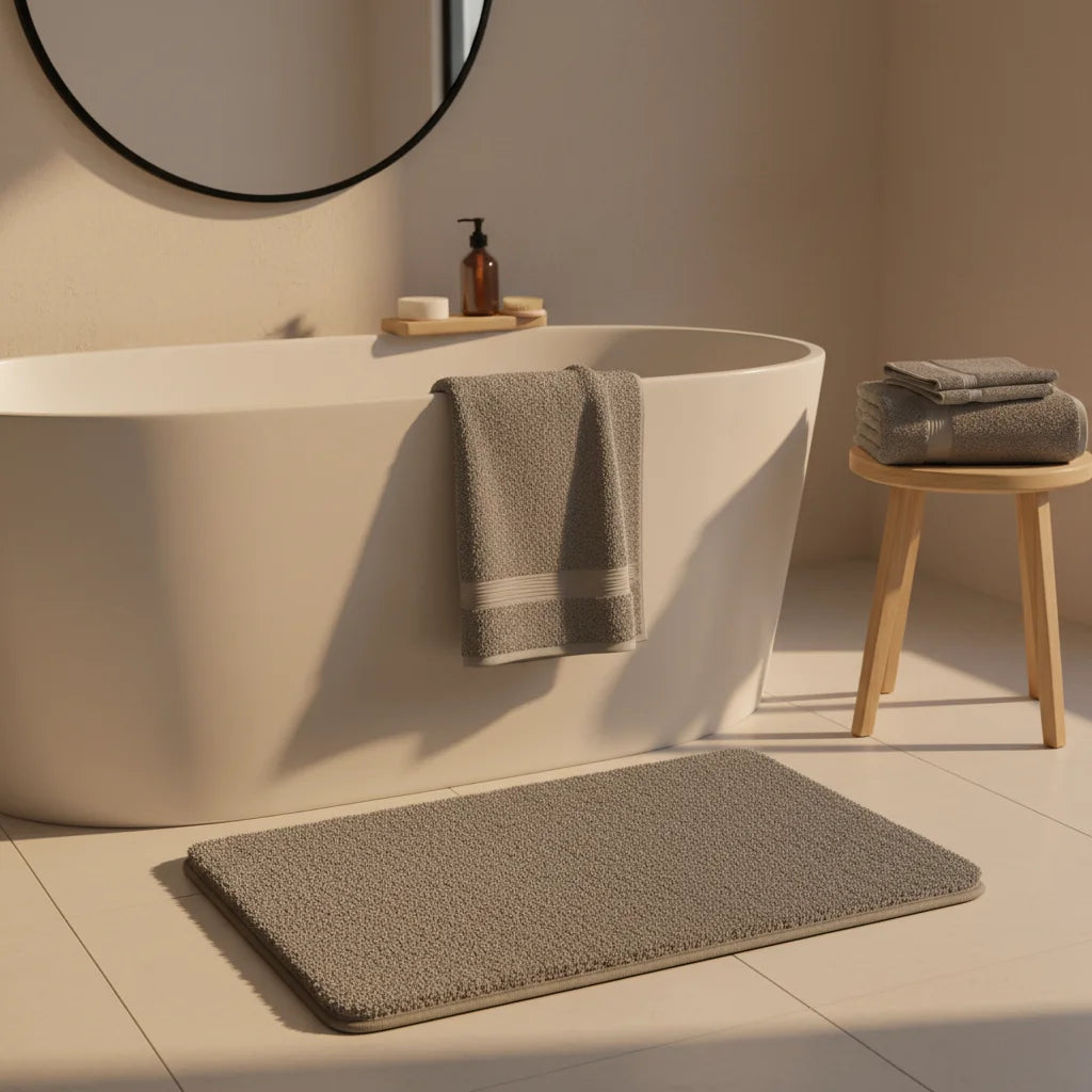 Tapis Sortie de Bain Antidérapant Gris Perle