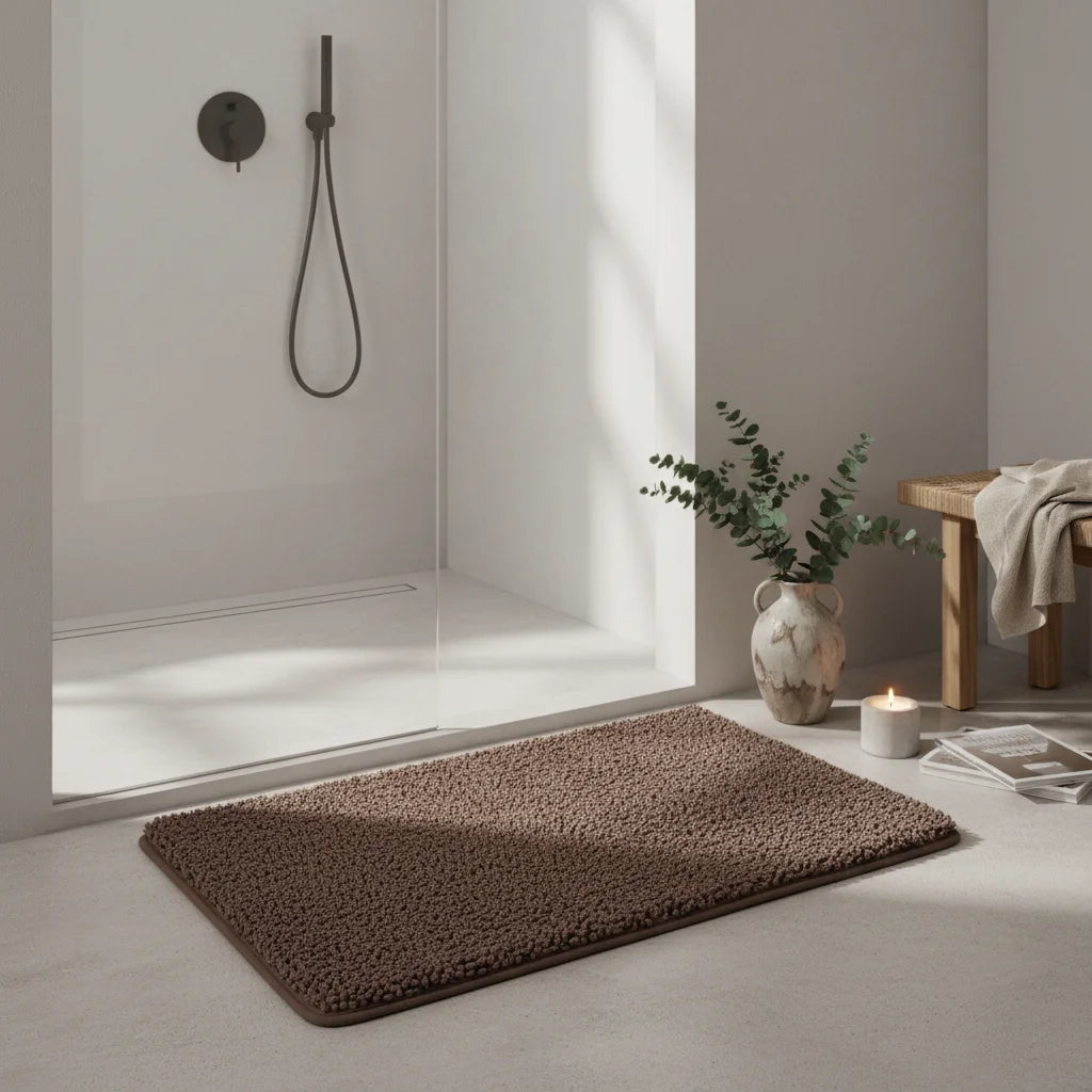 Tapis Sortie de Bain Antidérapant Taupe Rosé