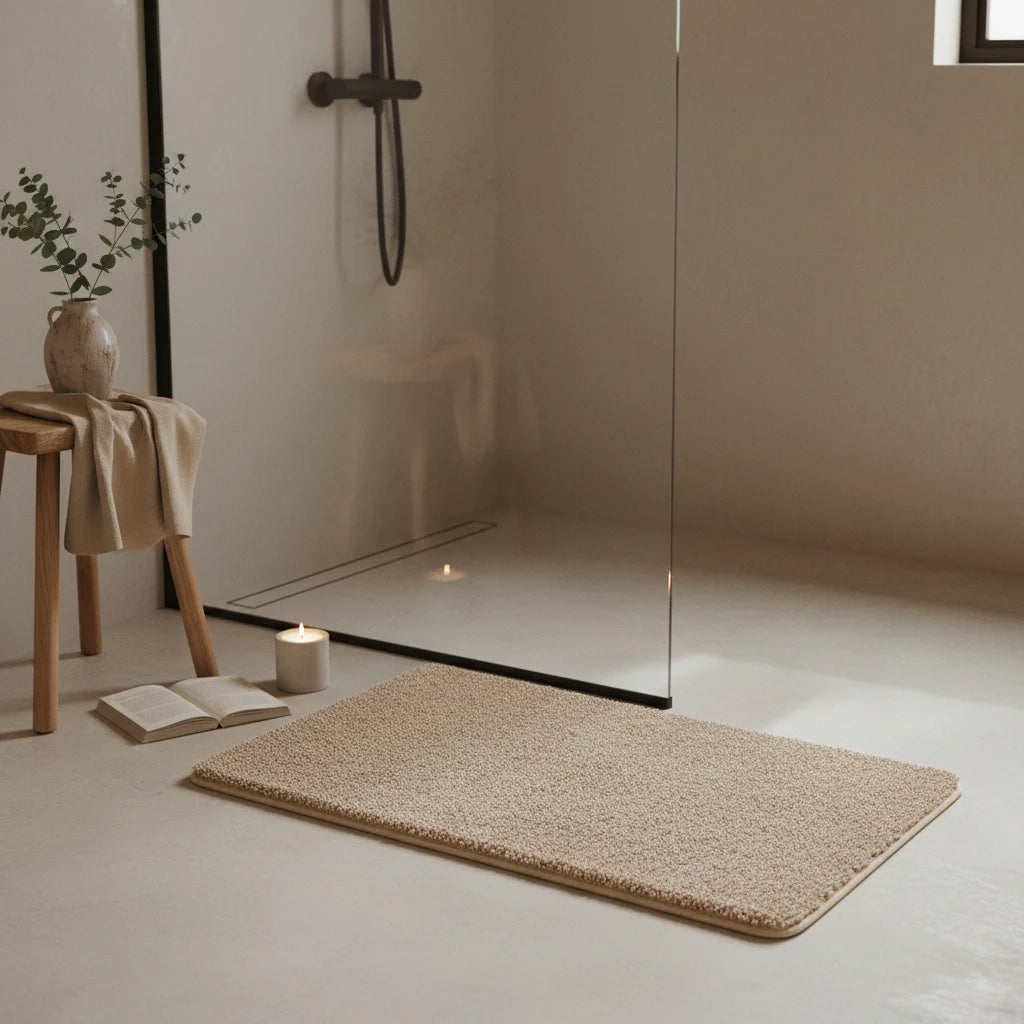 Tapis Sortie de Bain Antidérapant Beige Sable