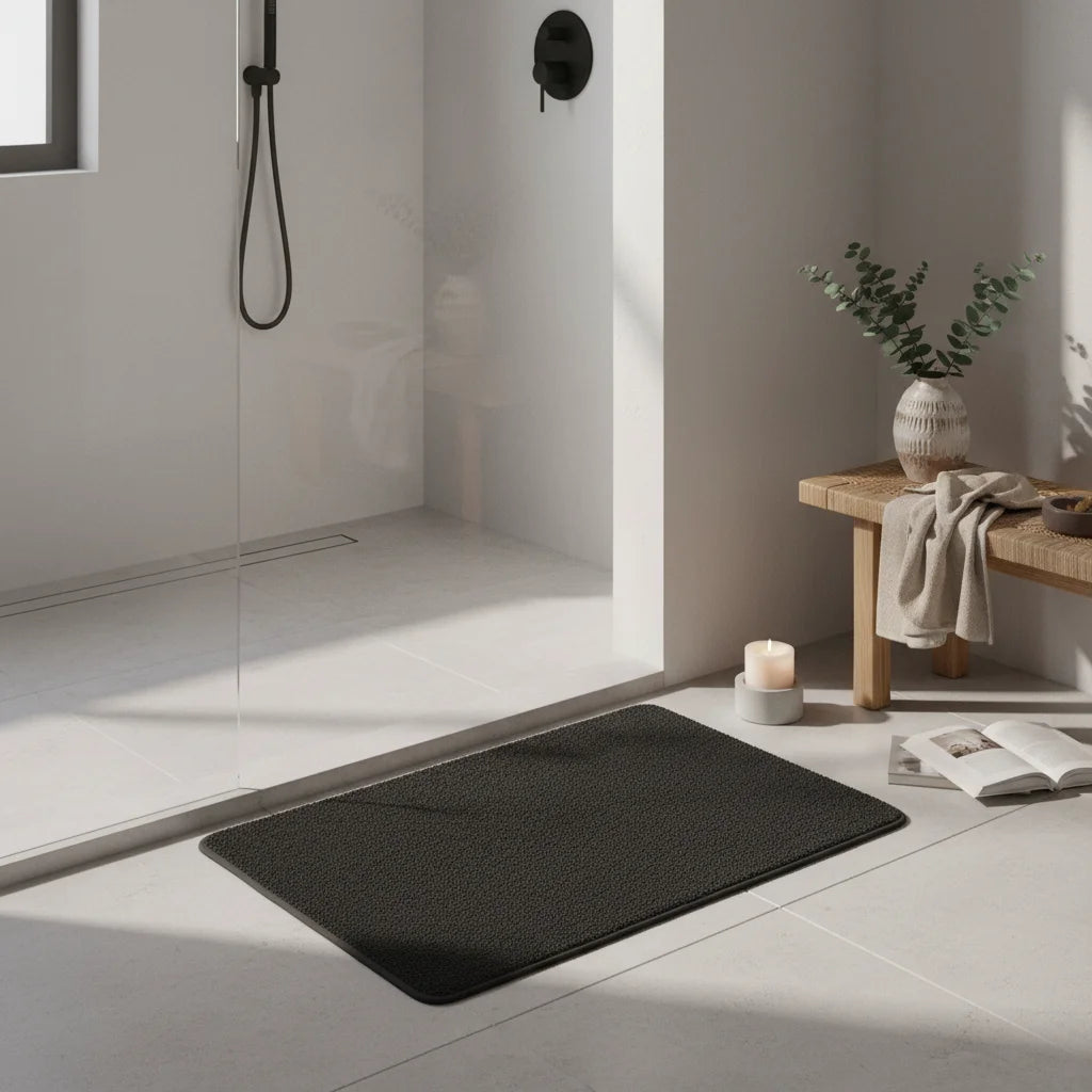 Tapis Sortie de Bain Antidérapant Noir Profond