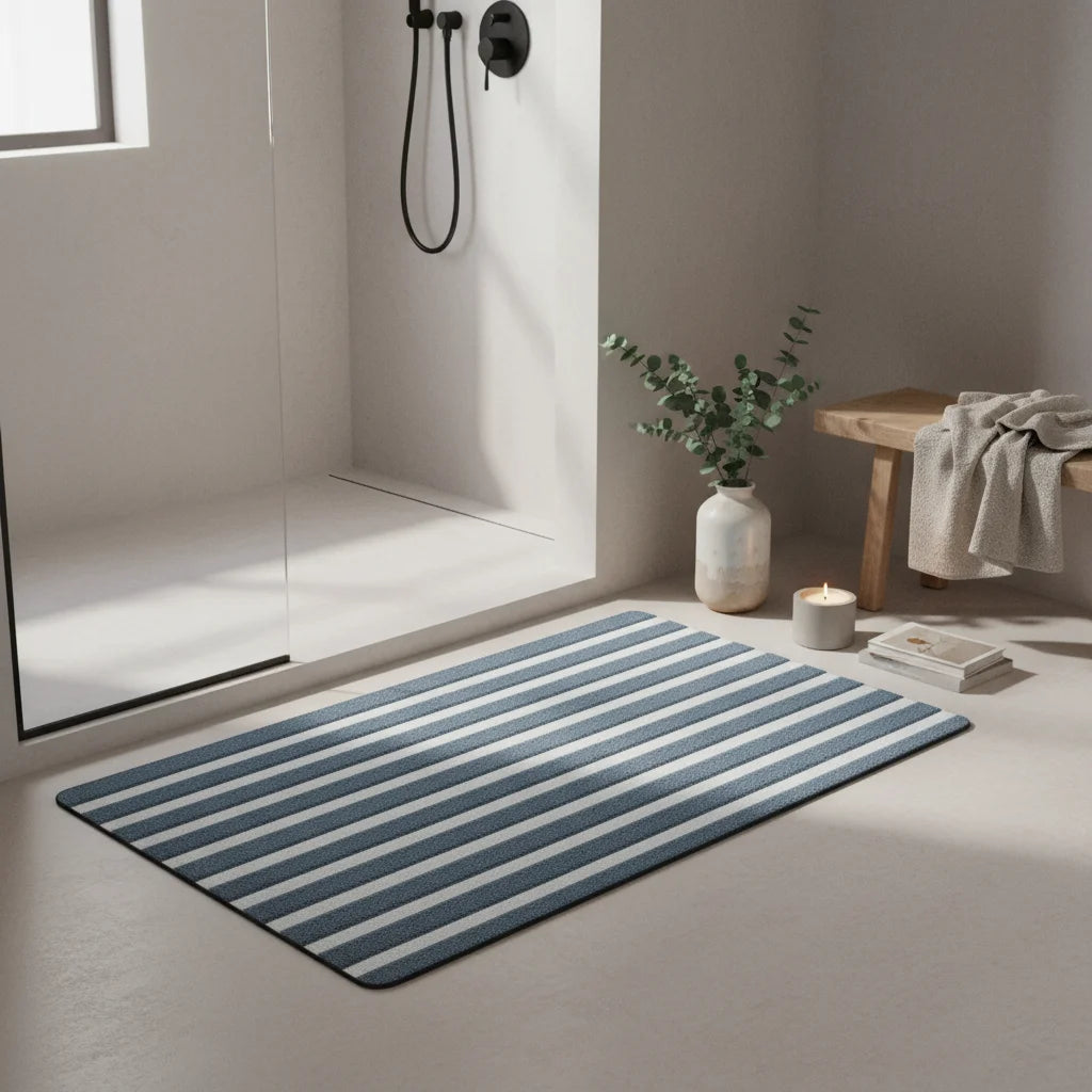 Tapis Sortie de Bain Bleu Gris