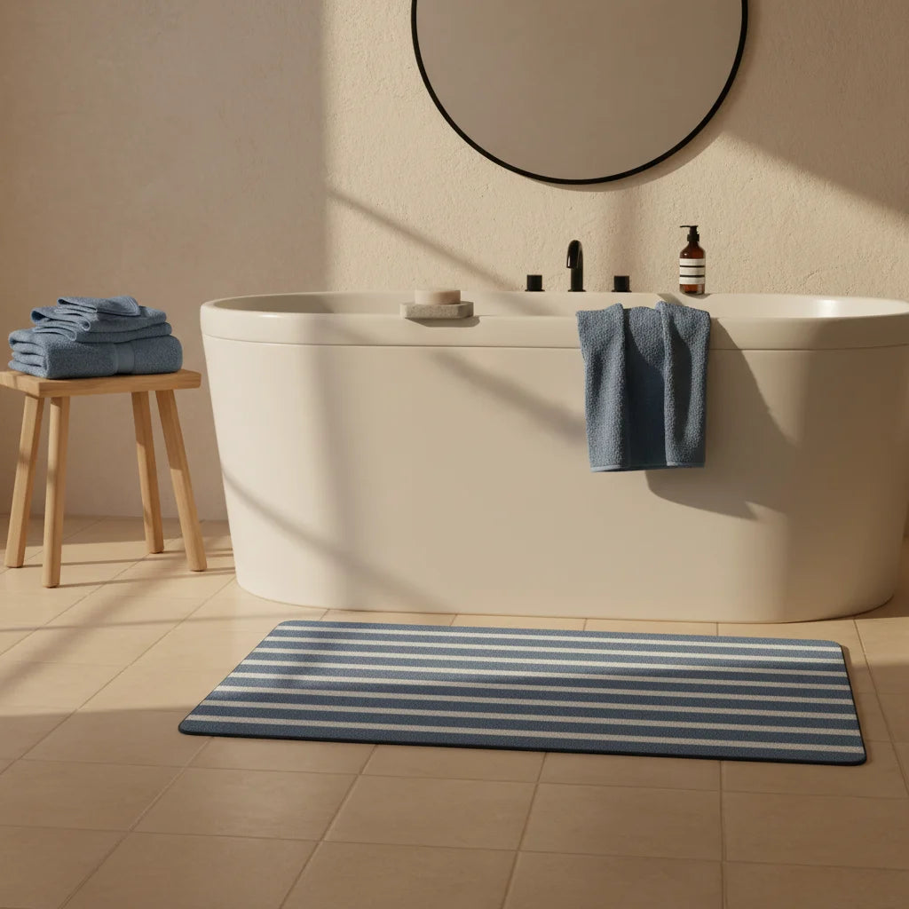 Tapis Sortie de Bain Bleu Gris