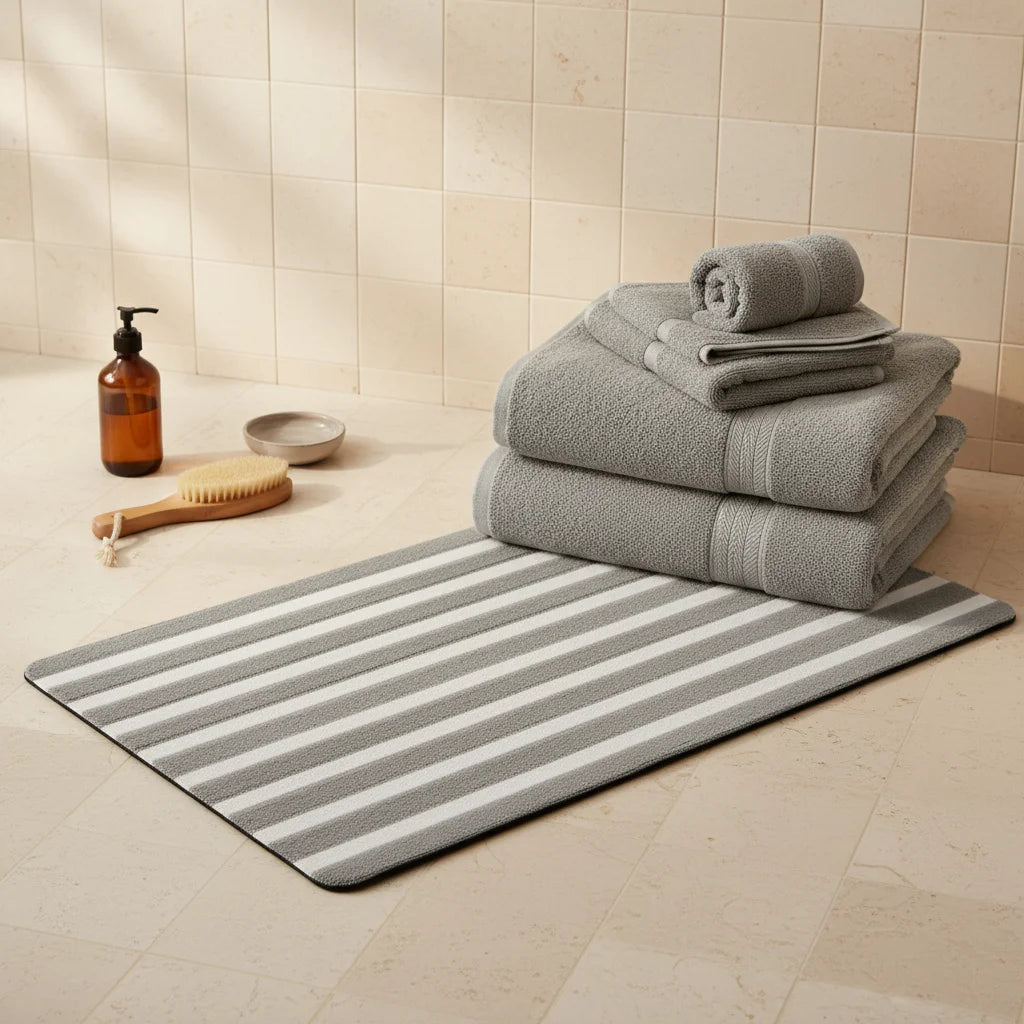 Tapis Sortie de Bain Gris Perle