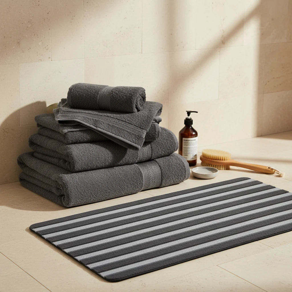 Tapis Sortie de Bain Gris Anthracite